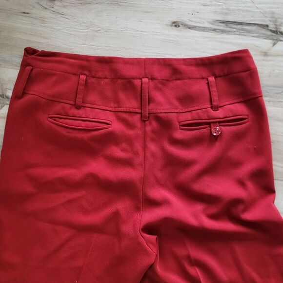 Red Flare Straight Leg Trouser Low Belt Loops Size 8 Y2k Bratz Maximalist Pants - Picture 2 of 12